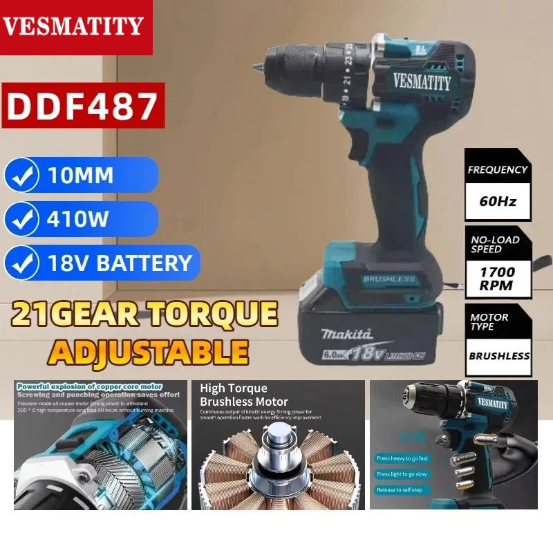 DDF487 Taladro Atornillador In - Makita Drill Ddf484 reseña y precio